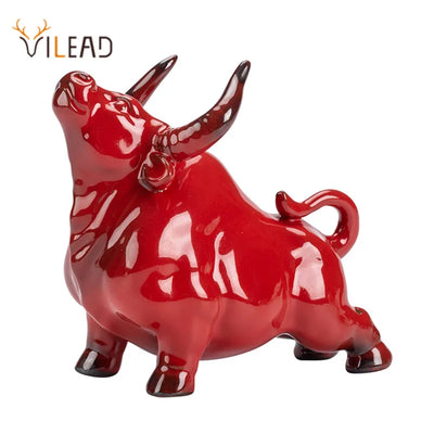 Ceramic Bull Figurines Cattle Ornaments Porcelain Animal Statue Office Desktop Decor