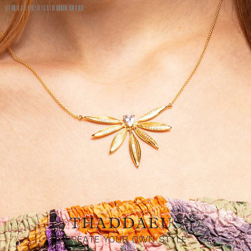 Large Leaves Necklace 925 Sterling Silver Spring Fine Jewellery Women's Gift