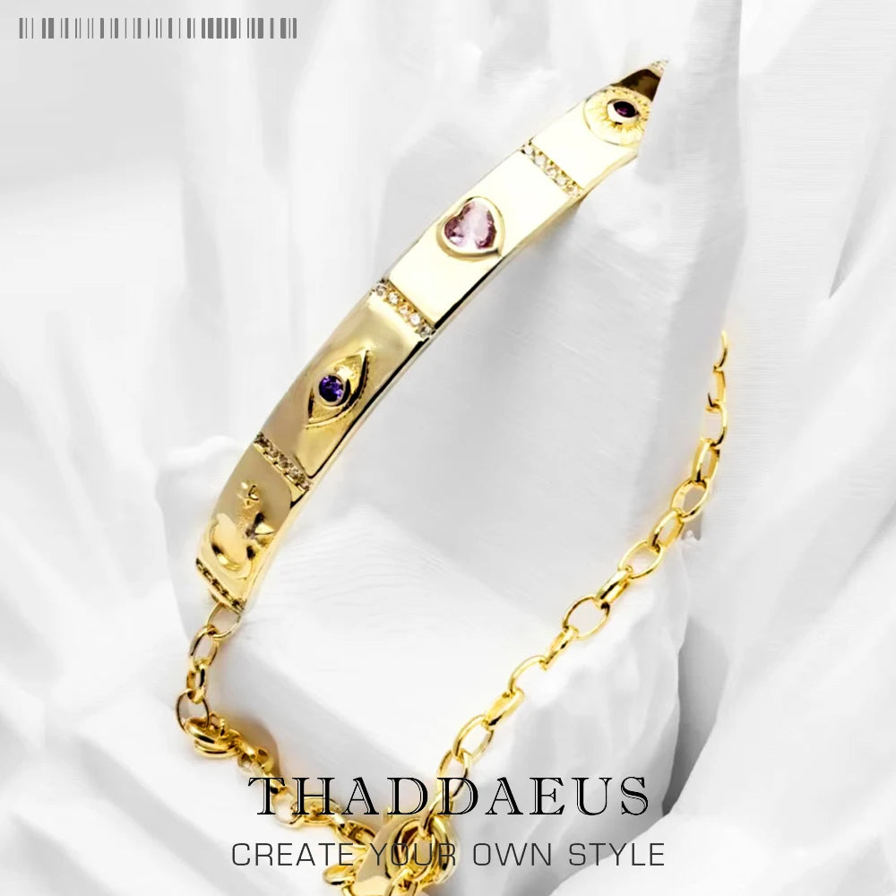 Yellow Gold Plated Cosmic Talisman Bracelet 925 Sterling Silver Vintage