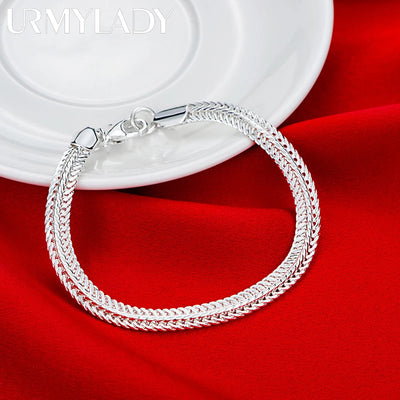 20cm Cute Chain Bracelet 925 Sterling Silver Noble Men Women Fashion Jewelry