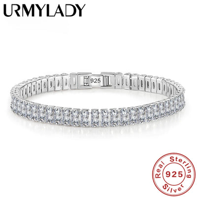 18cm Luxury Crystal Bracelet 925 Sterling Silver Women Engagement Jewellery