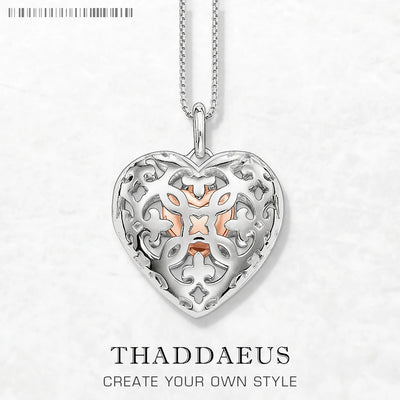 Heart Medallion Necklace Link Chain 925 Sterling Silver Fashion Jewellery