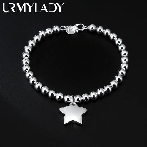 4mm Bead Chain Star Bracelet 925 Sterling Silver Women Designer Jewellery