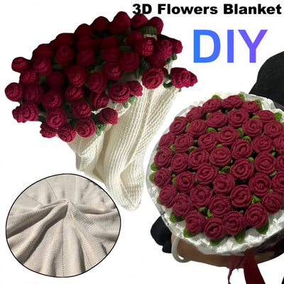 3D Crochet Rose Bouquet Blanket Fuzzy Throw Valentine's Day Gift Ship from UK