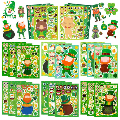 24 Sheet St Patricks Day Stickers Kids DIY Craft Party Games - Ship from UK