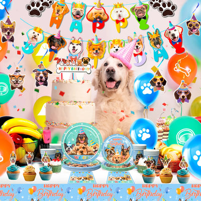 97pc Puppy Dog Birthday Party Supplies Decorations Tableware Set - Ship from UK