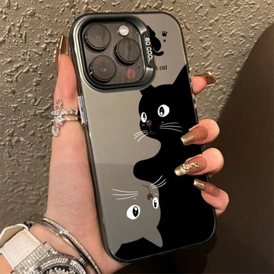 Cute Cartoon Black Cat Case for Samsung S24 S23 S22 A14 A34 A54