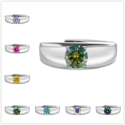 925 Sterling Silver Moissanite Ring for Men and Women, White Gold Plated, Engagement, Wedding Jewelry, Trend Gift, 1 Carat, 2024