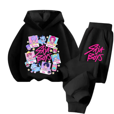 Kids Kpop Demon Hunters Hoodie Suit Long Sleeve Sweatshirt & Pants 2pc Set