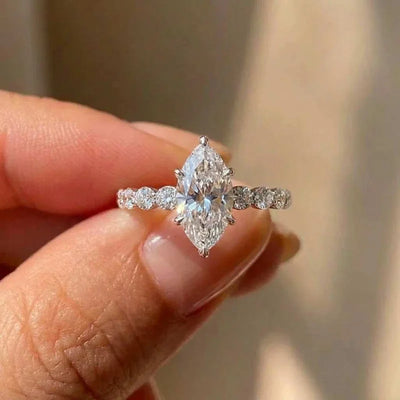 925 Sterling Silver New Fashion Design Marquise Cubic Zirconia Set Rings for Women Modern Trend Bridal Wedding Sparkling Jewelry