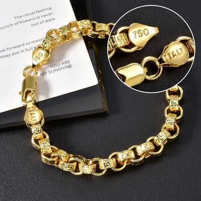 18k Gold Plated Italy 750 Copper Braided Bracelet Hip-Hop Men Women