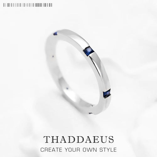 925 Sterling Silver Ring with Stones Trendy Fine Jewellery Women Christmas Gift