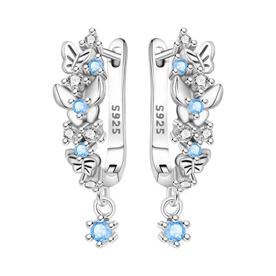 925 Sterling Silver Butterfly Fluttering Insect Drop Earrings Jewellery Gift