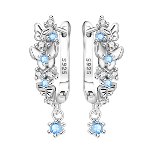 925 Sterling Silver Butterfly Fluttering Insect Drop Earrings Jewellery Gift