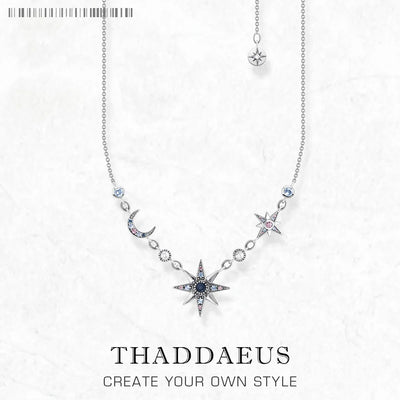 Royalty Star & Moon Necklace Link Chain 925 Sterling Silver Jewellery Gift