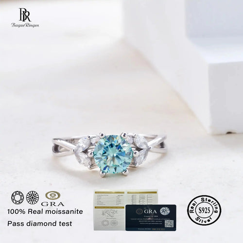 Original 925 Sterling Silver Ring blue Moissanite Diamonds with Certificate Fine Jewelry Wedding Engagement Rings for Women