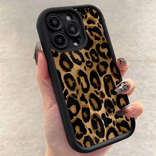 Fashion Black Leopard Case for iPhone 17 16 15 14 13 12 11 Pro Max 7 8 Plus