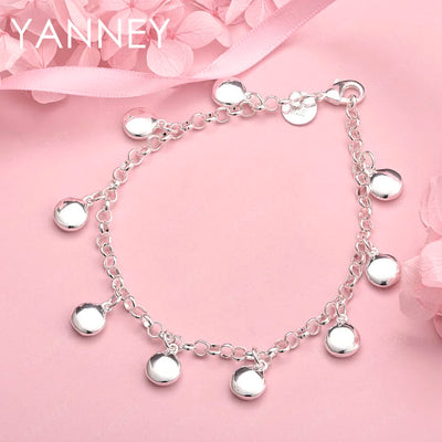 925 Sterling Silver 8-inch Delicate Round Bracelet Women Wedding Jewellery Gift