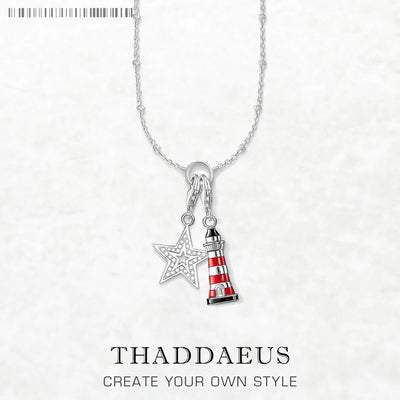 Star & Lighthouse Charm Necklace 925 Sterling Silver Trendy Jewellery Gift