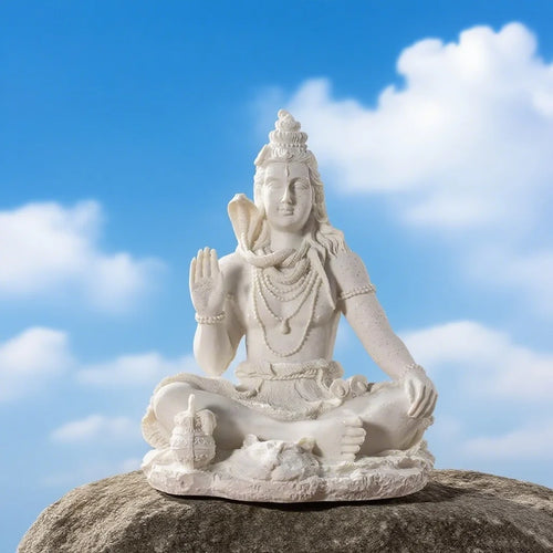 13cm Sandstone Shiva Statue Yoga Figurine Ornament Zen Meditation India Religion