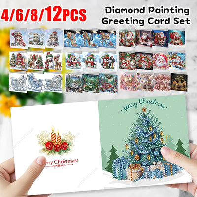 12pc 5D Diamond Painting Birthday Cards DIY Handmade Greeting Card - Ship from UK