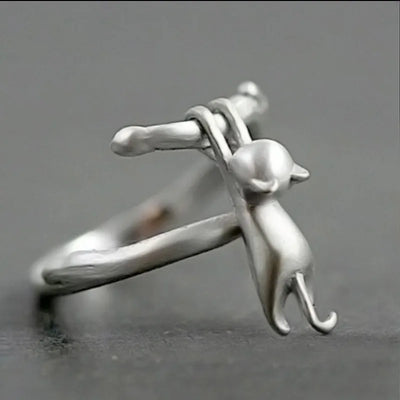 925 Sterling Silver Cat Branch Adjustable Ring Wedding High Quality Jewellery Accessory