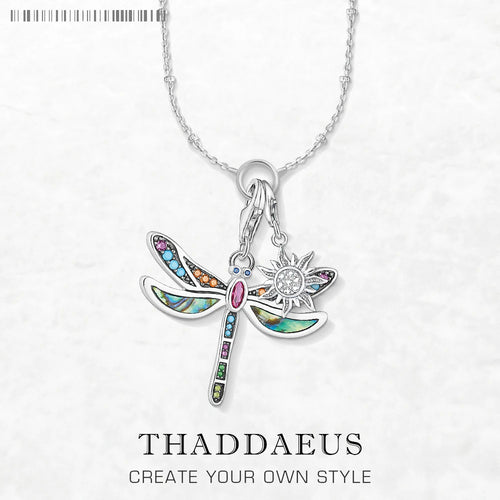 Dragonfly & Sun Charm Necklace 925 Sterling Silver Bohemia Jewellery Gift