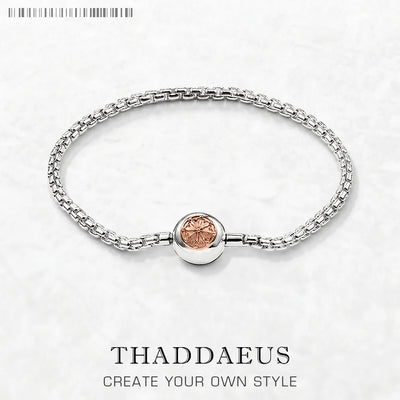 Rose Gold Link Chain Bracelet 925 Sterling Silver Trendy Karma DIY Gift