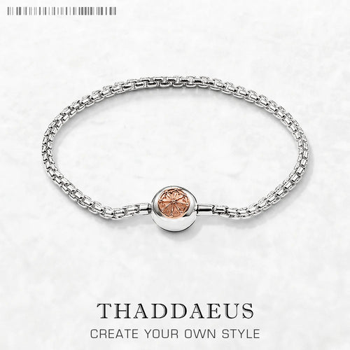 Rose Gold Link Chain Bracelet 925 Sterling Silver Trendy Karma DIY Gift