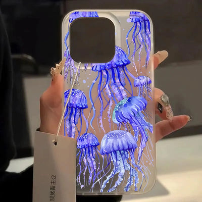Ocean Jellyfish Print Case for iPhone 17 16 15 14 13 12 Pro Max