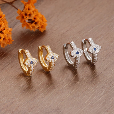 Luxury Zircon Evil Eye Earrings Vintage Gold Colour Stainless Steel
