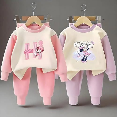 Girls Long Sleeve Pyjamas Set Dralon Fabric Casual Home Wear Sleepwear
