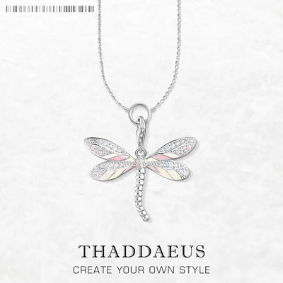 Pink Dragonfly Charm Necklace 925 Sterling Silver Filigree Jewellery Gift