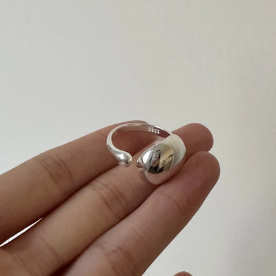 Ellipse Smooth Surface Adjustable Ring 925 Sterling Silver Engagement Wedding Luxury