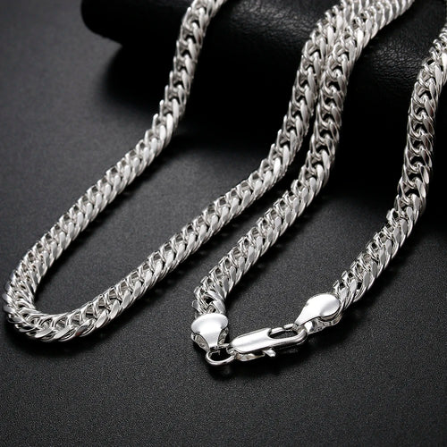 925 Sterling Silver 6mm Geometric Chain Necklace Fashion Jewelry