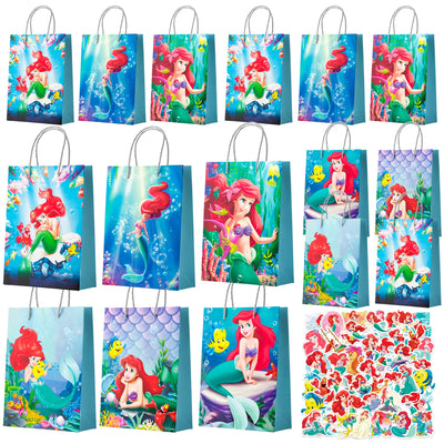 24pc Little Mermaid Party Favor Bags & 50pc Mermaid Stickers - Ship from UK