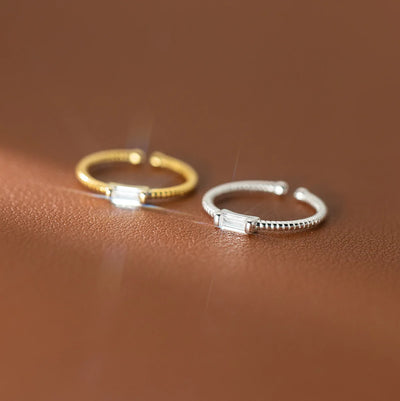 925 Sterling Silver Square Zircon Adjustable Ring Engagement High Quality Jewellery Wholesale