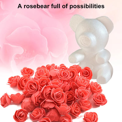 20cm White Foam Rose Bear DIY Artificial Valentine's Day Decor Gift Ship from UK