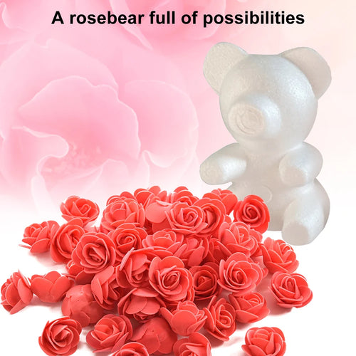 20cm White Foam Rose Bear DIY Artificial Valentine's Day Decor Gift Ship from UK