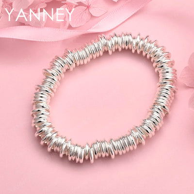 925 Sterling Silver 8-inch Classic Bracelet Men Women Hip Hop Jewellery