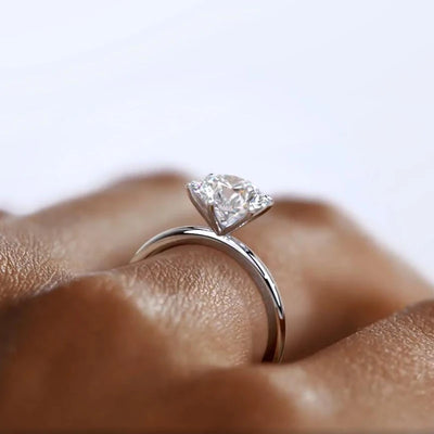 Round D Moissanite 925 Sterling Silver Ring Wedding Engagement Finger Rings
