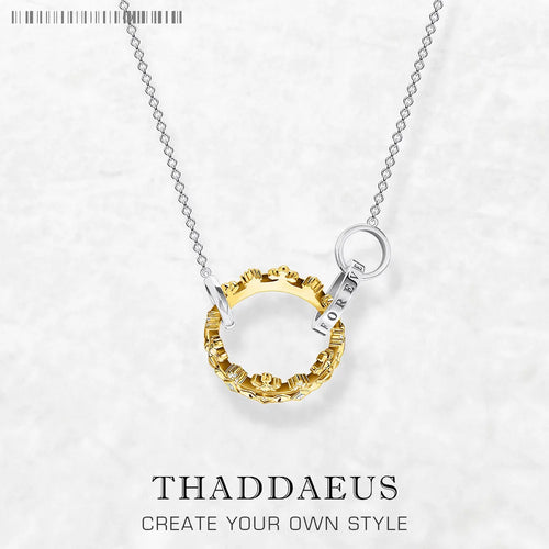 Royal Crown Gold Necklace Link Chain 925 Sterling Silver Romantic Jewellery