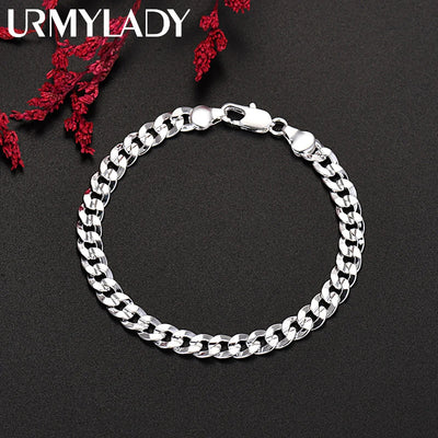7mm Chain Bracelet 925 Sterling Silver Men Women Luxury Designer Jewellery
