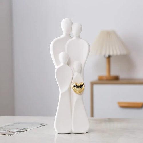 26cm Couple Figurines Family Figure Household Statue Centerpiece Home Tabletop Modern