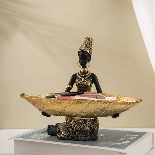 Black Woman Tray Entrance Porch Decoration Key Candy Holder Luxury Modern Home Decor
