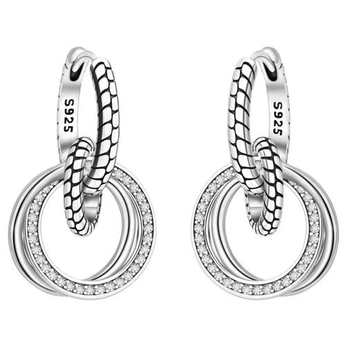 925 Sterling Silver Classic Multi Ring Drop Earrings Elegant Birthday Jewellery