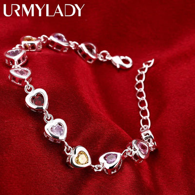 Elegant Crystal Charm Bracelet 925 Sterling Silver Cute Trendy Women Gift