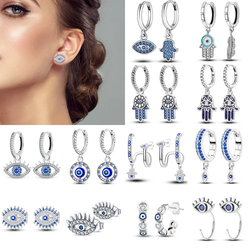 925 Sterling Silver Religious Demon Evil Eye Zircon Stud Earrings Gift