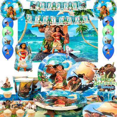 85pc Moana Birthday Party Supplies Tableware Set Banner Backdrop - Ship from UK