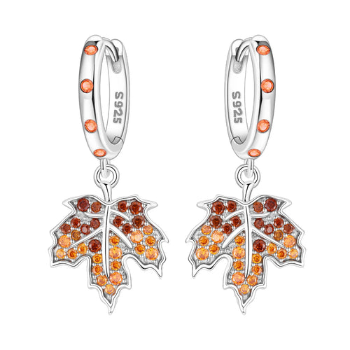 925 Sterling Silver Maple Leaf Drop Earrings Trendy Anniversary Jewellery